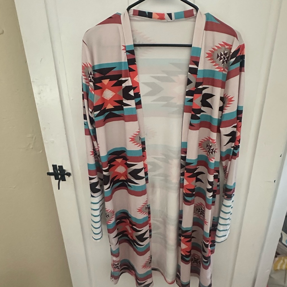 SHEIN Multicolor Geometric Cardigan